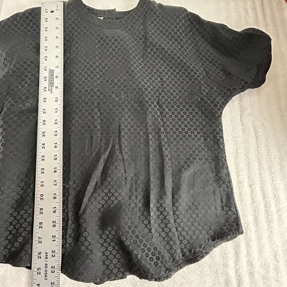 Doncaster Silks Womens Short Sleeve Button-Back Blouse Top Small Black Polk Dot - Picture 6 of 6